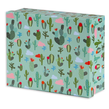 Pudełko prezentowe zieleń z nadrukiem kaktusy, rozmiar M - Empik
