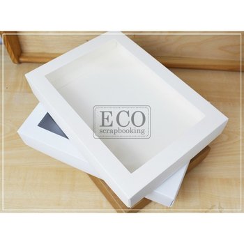 Pudełko z okienkiem Eco-Scrapbooking - KREMOWE 22x15,5x3,5 - Eco-scrapbooking