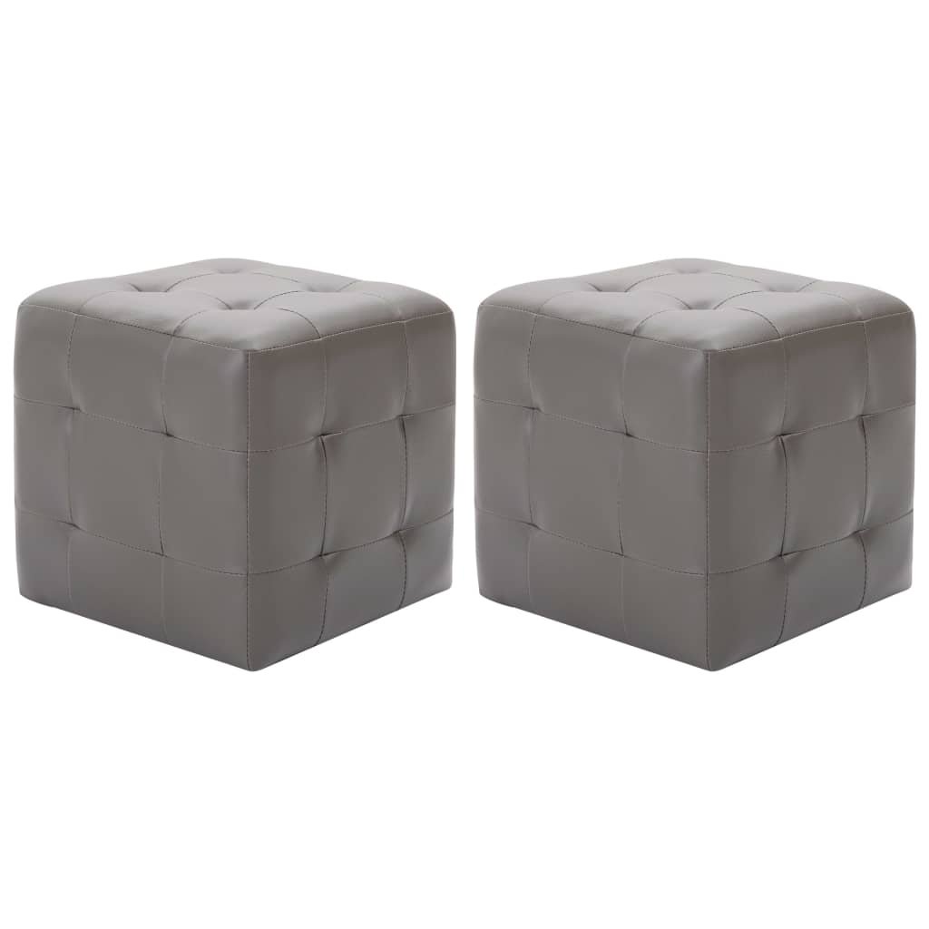 Puf dekoracyjny szary 30x30x30 cm - 2 podnóżki / AAALOE - Zakito Home ...