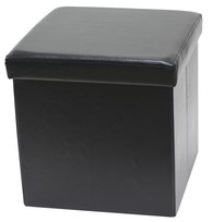 PUF PUFA SKŁADANA SIEDZISKO ZE SCHOWKIEM 38x38x38 cm CZARNY EKOSKÓRA