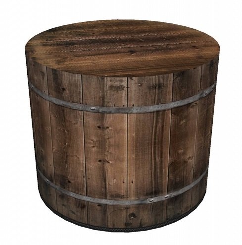 Pufa dekoracyjna, Bertoni, nadruk Beczka – okrągła pufa do salonu, przedpokoju, walec 40cm, elegancka, zamek błyskawiczny, możliwość prania
