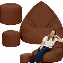 Pufa Fotel Worek Sako 120x80 cm Brązowy XXXXL Wodoodporny z Podnóżkiem