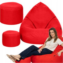 Pufa Fotel Worek Sako 120x80 cm Czerwony XXL Wodoodporny z Podnóżkiem
