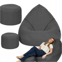 Pufa Fotel Worek Sako 120x80 cm Grafit XXL Wodoodporny z Podnóżkiem