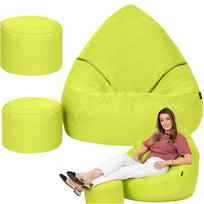 Pufa Fotel Worek Sako 120x80 cm Limonkowa XXL Wodoodporny z Podnóżkiem