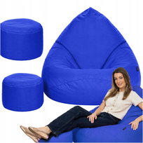 Pufa Fotel Worek Sako 120x80 cm Niebieska XXL Wodoodporny z Podnóżkiem