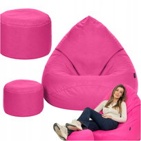 Pufa Fotel Worek Sako 120x80 cm Różowy XXL Wodoodporny z Podnóżkiem