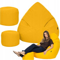Pufa Fotel Worek Sako 120x80 cm Żółta XXL Wodoodporny z Podnóżkiem