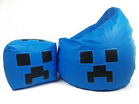 Pufa Fotel XXL Błękitna Buźka z kostką