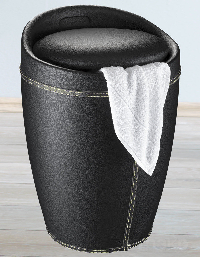 Pufa + kosz na pranie WENKO Candy Black, czarna, 20 l