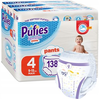 Pufies, Pants, Pieluchomajtki, Sensitive, rozmiar 4, Maxi, 138 szt. - Pufies