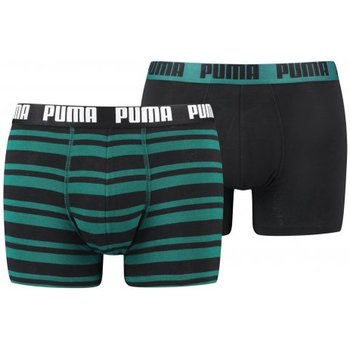 Puma Bokserki Męskie 2 Pary Heritage Stripe Boxer Black/Green 907838 15 M - Puma