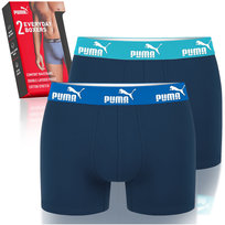 PUMA Bokserki Męskie 2 Sztuki Bawełna Granatowe Blue Navy Logo Rozmiar L Puma