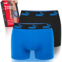 PUMA Bokserki Męskie 2 Sztuki Bawełna Niebieskie Black Blue Logo Rozmiar M Puma