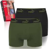 PUMA Bokserki Męskie 2 Sztuki Bawełna Zielone Black Khaki Logo Rozmiar L Puma