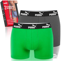 PUMA Bokserki Męskie 2 Sztuki Bawełna Zielone Grey Green Logo Rozmiar M Puma