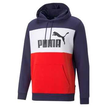 Puma Męska Ocieplana Bluza sportowa Bluza sportowa z kapturem Ess Colorblock Hoodie Granatowo-Czerwono-Biała 670168 06 S - Puma