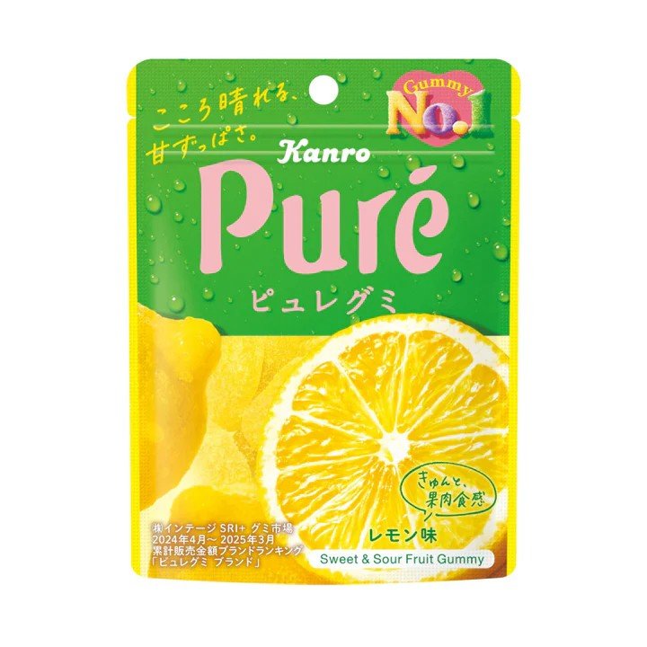 Inny producent PURE GUMI LEMON - SŁODKO-KWAŚNE ŻELKI O SMAKU CYTRYNOWYM, KANRO 56g