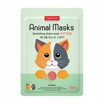 PUREDERM Animal Mask maska do twarzy w płacie wygładzająca Kotek 21ml - Purederm