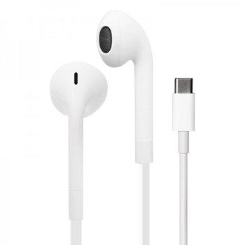 PURO ICON Stereo Earphones - Słuchawki USB-C z płaskim kablem z mikrofonem i pilotem (Biały) - Puro