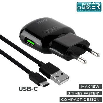 PURO Travel Fast Charger - Ładowarka sieciowa USB + kabel USB-C 1 m, 3.0 A, 15 W (czarny) - Samsung Electronics