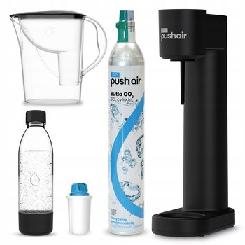 PushAir Saturator Czarny Nabój Butelka 0,7 + Dzbanek z Filtrem Mg+ Cl - Dafi