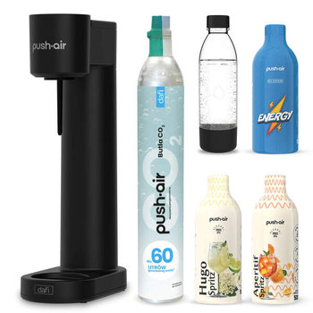 PushAir saturator Dafi czarny nabój CO2 butelka 0,7 3 syropy Energy Hugo Aperitif - Dafi