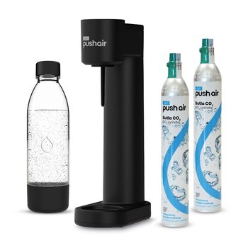 PushAir saturator do wody Dafi syfon czarny + 2 naboje + butelka 0,7 - Dafi