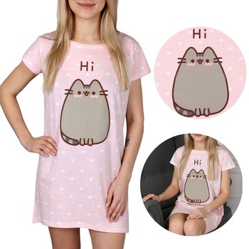 Pusheen Różowa, damska koszulka do spania w kropki, bawełniana koszulka nocna XL - sarcia.eu