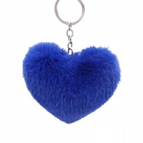 Puszysty brelok serduszko niebieskie - uroczy dodatek do torebki i kluczy