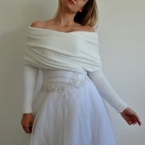 ✨ Puszysty Sweterek Ślubny, Etolka, Bolerko – Delikatność i Elegancja w Kolorze Ivory L✨ Inna marka