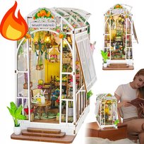 Puzzle 3D Drewniane Book Nook Garden House DIY Miniaturowy Dom ze Światłem