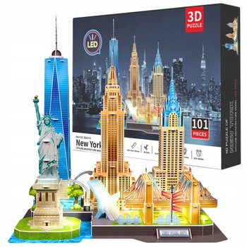 Puzzle 3D Nowy Jork New York Edukacyjne Premium Dzieci Dorośli + LED 101el. - Funny