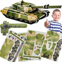 Puzzle 3D Układanka MODEL Czołg Z NUMERACJĄ Edukacyjne PIANKOWE Zielony