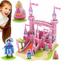 Puzzle 3D UKŁADANKA Model ZAMEK Z Numeracją EDUKACYJNE Piankowe RÓŻOWE