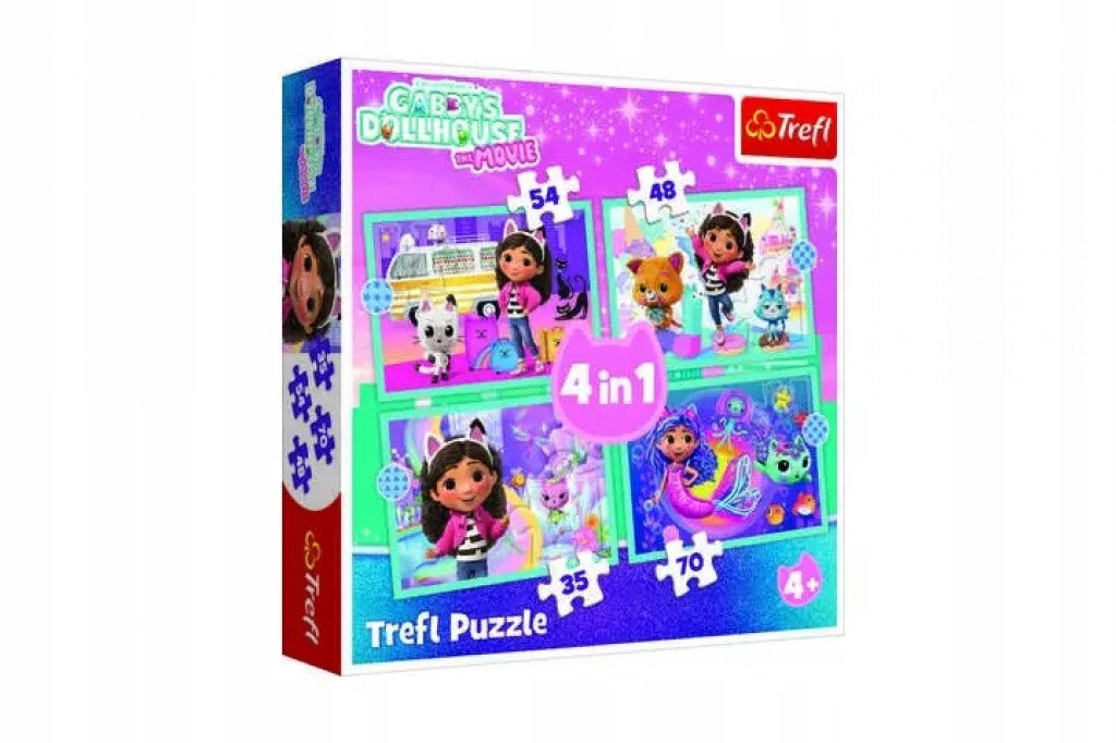PUZZLE 4 IN 1 KOCI DOMEK GABI WIELKA PRZYGODA GABBY TREFL 4+ PUZLE TOP ...
