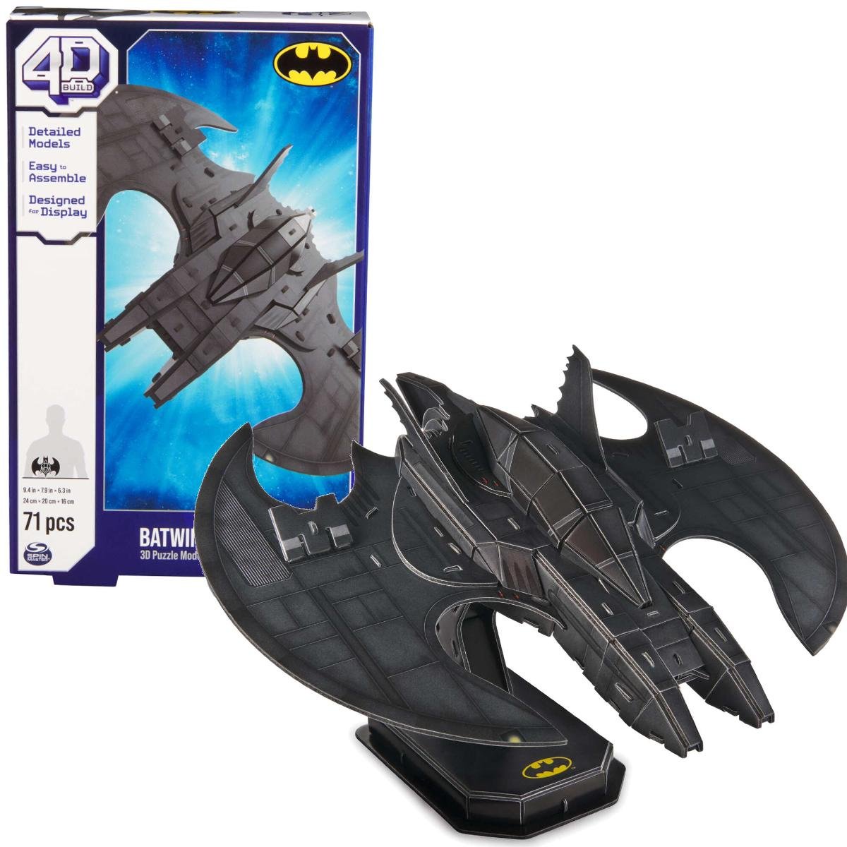 4D Build, DC Batman Retro Batmobile 3D Puzzle Model Kit With Stand