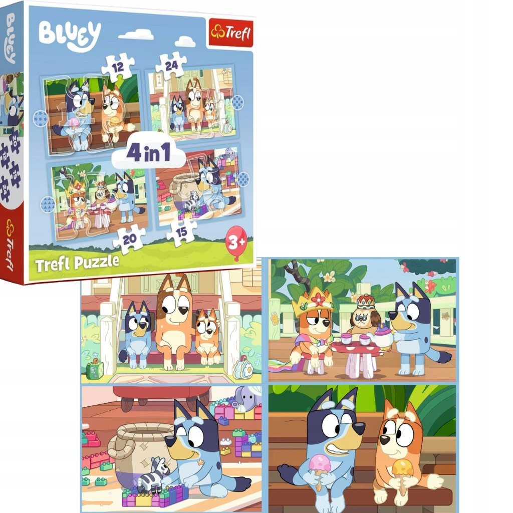 Puzzle 4W1 Wesoły Świat Bluey I Bingo Rodzina Pieski Układanka 3+Tre 71 ...