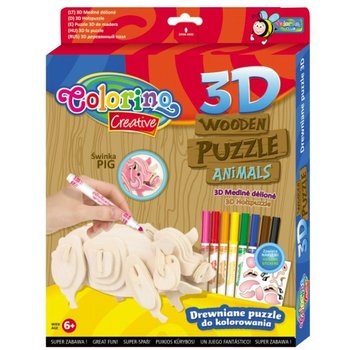Puzzle Drewniane 3D Colorino Creative Świnka - Inna marka