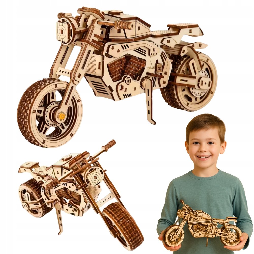 Puzzle drewniane 3D MOTOCYKL MOTOR dla dzieci NAKED klocki DIY 168 el ...