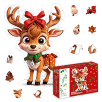 Puzzle drewniane Christmas   Caramel Reindeer  50 elementów Świąteczny RENIFER Święta