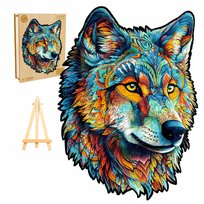 Puzzle Drewniane Dla Dorosłych Duże 300 Elementów Wilk W Drewnianym Pudełku