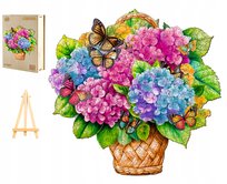 Puzzle Drewniane Duże 300 Elementów Kosz Kwiatów Koliber Drewniane Pudełko