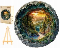 Puzzle Drewniane Duże 300 Elementów Las W Górach 3D W Drewnianym Pudełku