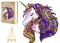 Puzzle Drewniane Duże 332 Elementy Jednorożec W Drewnianym Pudełku