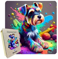 Puzzle Drewniane Kolorowy Pies Piesek Układanka 3D Dla Dzieci i Dorosłych