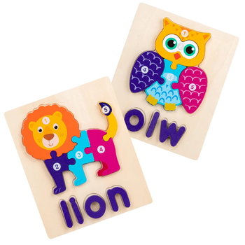 Puzzle drewniane - Lew i Sowa - Lion &  Owl - HABARRI