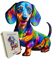 Puzzle Drewniane Pies Piesek Jamnik Układanka 3D z Drewna