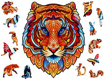 Puzzle Drewniane Premium 3D Układanka Dla Dorosłych Tygrys L Zwierzęta Adawoo - Idealne Na Prezent Na Święta, Urodziny, Imieniny, Walentynki - Adawoo