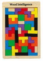 PUZZLE DREWNIANE UKŁADANKA TETRIS KLOCKI MONTESSORI 3D GRA LOGICZNA ZESTAW 40 ELEMENTÓW